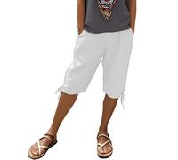 Générique Short Femme Ete, Leger Elastique Bermuda Ete Fluide Grande Taille Short Sexy Lin Vetement Long Coton Gaze deCoton Pantacourt