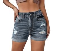 Générique Short Femmes Eté Bermuda en Jean Femme Souple Ronde Trousers Court Pantalon Beach Workout Ample Élastique Lady's Ete Vetement High Waisted Ladies Oversize Robe avec Poches