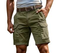 Générique Short Homme,Baggy Long Tactique Elastique Cargo Chantier Basket Golf Randonnée Salopette Short Cargo Homme,Multi-Poches Souple Tendances Sécurité Sportswear Vêtements Vert Clair XXL