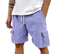 Générique Short Homme Blanc, Short de Travail Homme, Short Cargo Longueur Genou Respirant Plusieurs Poches Coupe Loose Confortable pour Outdoor Et Quotidien Maillot de Bain Jogging