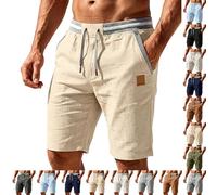 Générique Short Homme Cargo Coton Bermuda Baggy Pantalon avec Multi Poches éTé Taille Elastique Shorts De Travail à Jambes Larges Pantacourt De Jogging Shorts De Plage