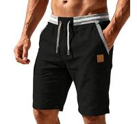 Générique Short Homme Cargo Coton Bermuda Baggy Pantalon avec Multi Poches éTé Taille Elastique Shorts De Travail à Jambes Larges Pantacourt De Jogging Shorts De Plage