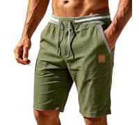 Générique Short Homme Cargo Coton Bermuda Baggy Pantalon avec Multi Poches éTé Taille Elastique Shorts De Travail à Jambes Larges Pantacourt De Jogging Shorts De Plage