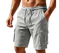 Générique Short Homme Cargo Coton Bermuda Baggy Pantalon avec Multi Poches éTé Taille Elastique Shorts De Travail à Jambes Larges Pantacourt De Jogging Shorts De Plage