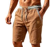 Générique Short Homme Cargo Coton Bermuda Baggy Pantalon avec Multi Poches éTé Taille Elastique Shorts De Travail à Jambes Larges Pantacourt De Jogging Shorts De Plage