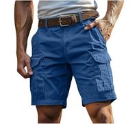 Générique Short Homme Cargo Décontracté Coupe Ample Uni Poches Latérales Fonctionnelles Fermeture Bouton Passants Ceinture Port Quotidien Loisirs Voyage