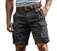 Générique Short Homme Cargo Décontracté Coupe Ample Uni Poches Latérales Fonctionnelles Fermeture Bouton Passants Ceinture Port Quotidien Loisirs Voyage
