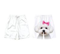 Générique Short Homme Casual Imprimé Chien Cute Short de Bain Loisir Imprimé Fun Couple Taille Élastique Cordon Poches pour Été Plage Vacances Léger Confortable Amusant Style Couple Funny Beachwear