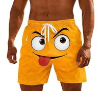 Générique Short Homme Décontracté à Motif 3D Visage Jaune Espiègle - Pantalons Courts à l'Imprimé Joueur et Expressif, Style Jeune et Dynamique pour Un Look Décontracté et Plein de Vie