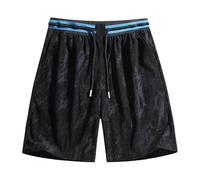 Générique Short Homme Décontracté Détendu Coupe Droit Cargo Taille Élastique pour Extérieur Marche Quotidien Confortable Léger Été(Black, XXXXXL)