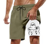 Générique Short Homme Double Couche Plage Imprimé Short Respirant Décontracté Quotidien Pants Décontracté Polyvalent Vacances Pants Ample Confortable Loisir Natation Plage Printemps Été