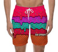 Générique Short Homme Été Short de Bain pour Homme pour Les Vacances à la Plage, la Natation et Les entraînements. Design élégant à Lacets avec imprimé Glace, Parfait Chaque Saison. (Red, XXXL)