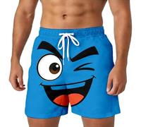 Générique Short Homme Été - Short Homme Ete Short d'été décontracté à imprimé de Visages de Dessins animés Amusants Confortable Taille élastique Respirant Pantalon d'extérieur