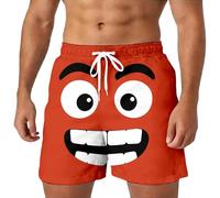 Générique Short Homme Été - Short Noir Homme Short d'été décontracté à imprimé de Visages de Dessins animés Amusants Confortable Taille élastique Respirant Pantalon d'extérieur