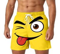 Générique Short Homme - Short Homme Court Short d'été décontracté à imprimé de Visages de Dessins animés Amusants Confortable Taille élastique Respirant Pantalon d'extérieur