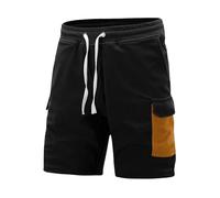 Générique Short Homme Travail,Short De Travail D'éTé, Pantalon DéContracté avec Poches, Style RéTro, Style Cent Cinq, Style High Street (Black, L)
