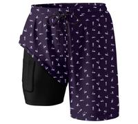 Générique Short imprimé intégral décontracté pour Femme léger et Tendance sans contrefaçon Parfait pour Les Jours Quotidiens et Vacances Superposition Estivale décontractée (Navy, XXXL)