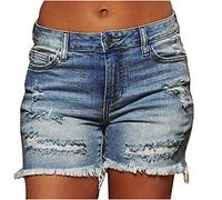 Générique Short Jean Déchiré Femme Taille Basse, Effet Vintage Déchiré, Franges Brutes, Coupe Large Décontractée, Style Y2K High Street, Idéal Plage Rendez-Vous