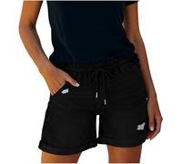 Générique Short Jean Femme, Décontracté Été Large Confortable Denim Élastique Taille Moyenne Y2K Trous Jeans Shorts en Denim pour Femmes Short Vintage Jean Casual Baggy Pantalon