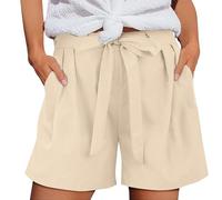Générique Short Large Femme, Shorts La Marche Coton Été Fluide Pantalon Court Ample avec Cordon Serrage Leger Taille Haute Grande Elastique Bermuda Pas Cher Casual Plage Respirant Pantacourt