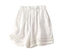 Générique Short Lin Femme Coton Bermuda Ete Taille Haute en Coton Lin Élastiqué Chic et Décontracté Coupe Grande Large Ample Fluide et Légère