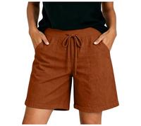 Générique Short Mi Cuisse Femme Taille Haute Élastique, Coupe Droite sans Serrage, Tissu Frais et Léger, Parfait pour Activités Extérieures, et Tenues Décontractées Toutes Saisons