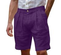 Générique Short,Pantalon Short Homme,Pantalon en Lin à Plis Devant, Style Italien décontracté, modèle Estival léger avec Poches et idée de Cadeau High-Tech（Dark Violet 4XL