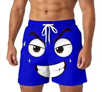 Générique Short pour Hommes-Short décontracté imprimé Visages Dessins animés Amusants Confortable élastique Respirant Pantalon extérieur Homme (Dark Blue, XXXXXL)