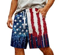 Générique Short Running Homme - Pantalon Jogging Homme, Impression Drapeau Américain Peinture, Tissu Stretch, Coupe Large et Ample, pour Randonnée Outdoor et Usage Décontracté Casual