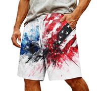 Générique Short Running Homme - Pantalon Jogging Homme, Impression Drapeau Américain Peinture, Tissu Stretch, Coupe Large et Ample, pour Randonnée Outdoor et Usage Décontracté Casual