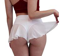 Générique Short Sexy à Volants pour Femme - en Mousseline de Soie - Tenue de Pole Dance - Short de Bain érotique - Culotte Hipster - Taille Haute - Transparent - Mini Jupe - sous-vêtements - Culotte