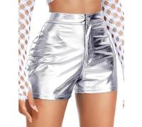 Générique Short Sexy métallisé Brillant pour Femme Taille Haute Mini-Short à Paillettes métalliques pour Danser en boîte de Nuit