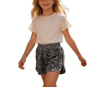 Générique Short Shine pour Filles, élastique, Style décontracté, idéal pour Les Tout-Petits et Les Grandes Filles, Parfait pour l'automne (Silver, 3-4 Years)