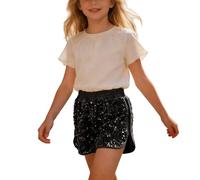 Générique Short Shine pour Filles, élastique, Style décontracté, idéal pour Les Tout-Petits et Les Grandes Filles, Parfait pour l'automne (Black, 6-7 Years)