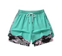 Générique Short Sportif d'Été Taille Élastique pour Femmes, Cordon de Serrage Ajustable et Poches Utilitaires, Idéal pour Plein Air, Course à Pied et Activités Sportives