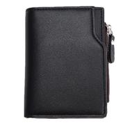 Générique Short Style Zipper Wallet - Men’s Coin Pouch Vertical Design | PU Leather Urban Style, 12x10x2cm Size, 74g Lightweight, Multi Card Storage, Button Closure,