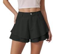 Générique Short Taille Haute Double Épaisseur pour Femmes, Coupe Ample Évasée Mode Décontractée, Ceinture Élastique Gainante Respirante Léger