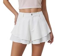 Générique Short Taille Haute Double Épaisseur pour Femmes, Coupe Ample Évasée Mode Décontractée, Ceinture Élastique Gainante Respirante Léger