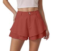 Générique Short Taille Haute Double Épaisseur pour Femmes, Coupe Ample Évasée Mode Décontractée, Ceinture Élastique Gainante Respirante Léger
