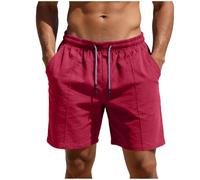 Générique Shorts Amples décontractés pour Hommes, Style Plage hawaïenne, été Portefeuille en Cuir Homme (Red, S)