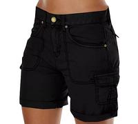 Générique Shorts Cargo Femme Été Léger Taille Elastique Pantalons Court Taille Haute Fermeture éclair pour Randonnée Golf Loisir Safari avec Multi-Poches