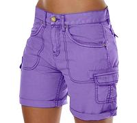 Générique Shorts Cargo Femme Été Léger Taille Elastique Pantalons Court Taille Haute Fermeture éclair pour Randonnée Golf Loisir Safari avec Multi-Poches Bermuda Femme
