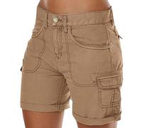 Générique Shorts Cargo Femme Été Léger Taille Elastique Pantalons Court Taille Haute Fermeture éclair pour Randonnée Golf Loisir Safari avec Multi-Poches