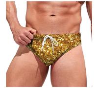 Générique Shorts De Bain Boxer - Maillot de Bain Triangle à Lacets pour Hommes imprimé à Paillettes Doux et Confortable à la Mode décontracté pour Spa (Gold S)