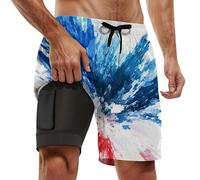 Générique Shorts De Bain Homme SéChage Rapide，Maillot de Bain Double Couche pour Homme, Motif Independence Day, pour l'été et Short de Bain Confortable