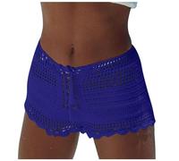 Générique Shorts de Plage et Maillot de Bain pour Femmes - Design tricoté Coupe ajustée et détails ajourés Cordon de Serrage Estival pour Une séduisante (Blue, S)