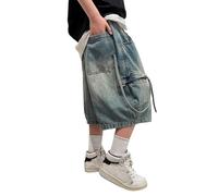 Générique Shorts en Jean Tendance pour Garçons, pour l'Été - Short en Jean Mi-Long Léger et Décontracté, pour Les Adolescents et Les Jeunes, Respirant et Confortable (Blue, 5-6 Years)