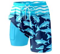 Générique Shorts et Bermudas Femme Été Short décontracté imprimé intégral pour Un Estival Tendance Quotidien, avec élastique Confortable (Blue, L)