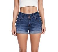 Générique Shorts Et Bermudas Femme Jean Elastique Jeans Vintage Taille Basse Short Haute Cargo en Denim pour Femmes Vetement Chic Gainant À Perles Bermuda Grande sans Manches Large Shorty Raspail Ete