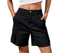 Générique Shorts for Women Casual High Waisted Cargo Shorts Outdoor with 6 Pockets streewear Trendy Wide Leg (Black,S)
